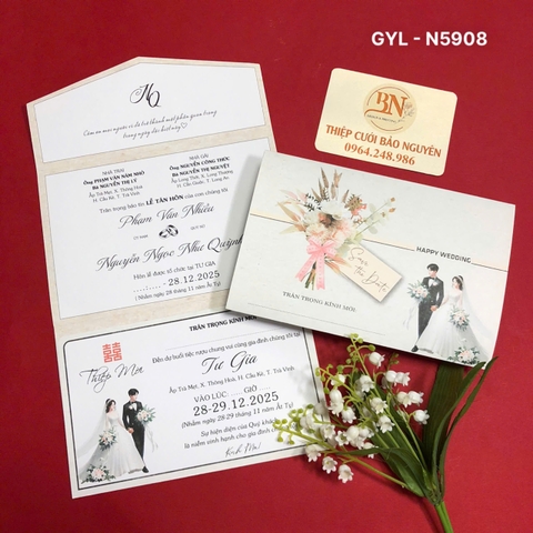 (GYL- N5908) Thiệp cưới 3IN1 giá rẻ