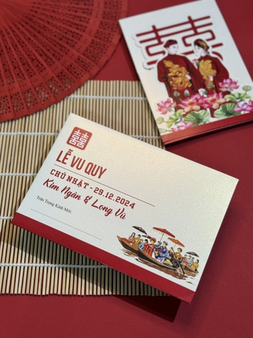 (RRBC-BN07) Thiệp Cưới KTS Ruột Gấp 3 Giấy Ánh Kim