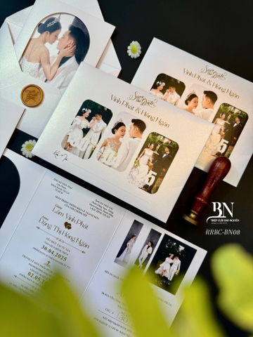 (RRH-BN008) Thiệp Cưới In Hình Giấy Ánh Kim