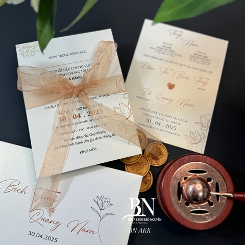 (BN-AK028) Thiệp Cưới Ánh Kim BN