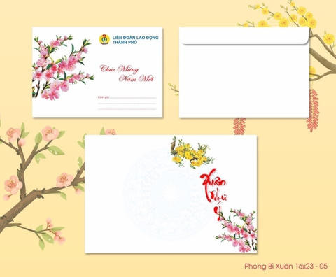 Phong Bì Xuân (16x23 - 05) Thiệp chúc tết, thiệp tất niên 2026