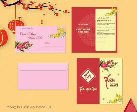 Phong Bì Xuân (A6 12x22 - 01) Thiệp chúc tết, thiệp tất niên 2026
