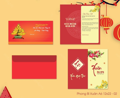 Phong Bì Xuân (A6 12x22 - 02) Thiệp chúc tết, thiệp tất niên 2026