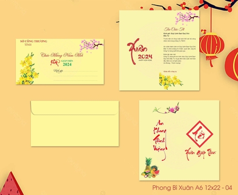 Phong Bì Xuân (A6 12x22 - 04) Thiệp chúc tết, thiệp tất niên 2026