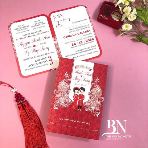 (PQ 1307) Thiệp cưới offset mẫu hiện đại