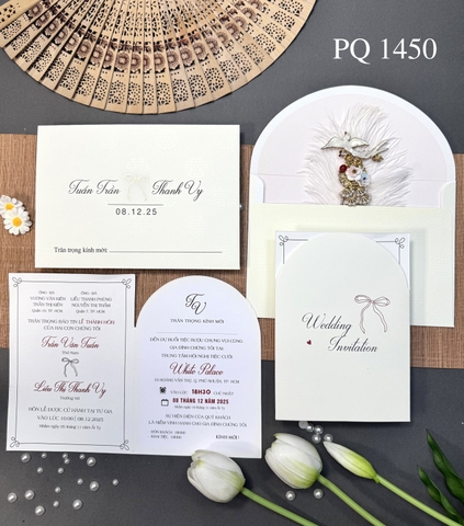 (PQ 1450) Thiệp Cưới Hiện Đại Có Ép Kim