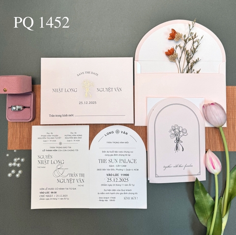 (PQ 1452) Thiệp Cưới Hiện Đại Có Ép Kim