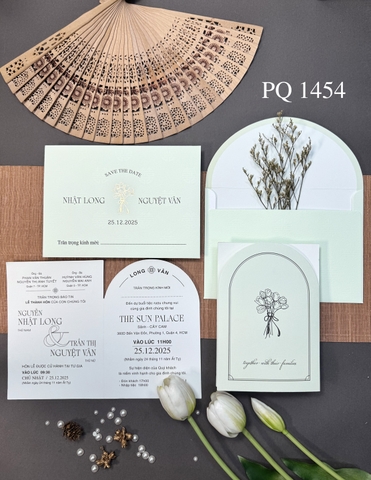 (PQ 1454) Thiệp Cưới Hiện Đại Có Ép Kim