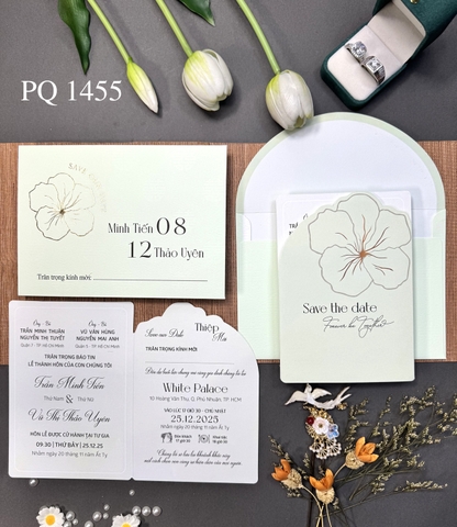 (PQ 1455) Thiệp Cưới Hiện Đại Có Ép Kim