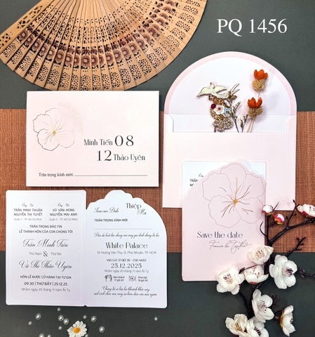 (PQ 1456) Thiệp Cưới Hiện Đại Có Ép Kim