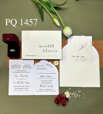(PQ 1457) Thiệp Cưới Hiện Đại Có Ép Kim
