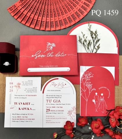 (PQ 1459) Thiệp Cưới Hiện Đại Có Ép Kim