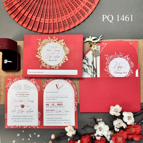 (PQ 1461) Thiệp Cưới Hiện Đại Có Ép Kim