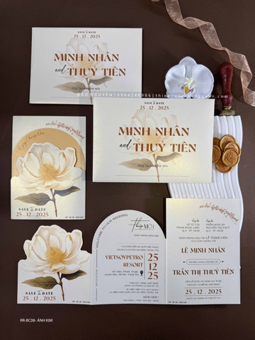 (RR-BC08-AK) Thiệp Cưới Giấy Ánh Kim Ruột Gập 3