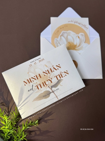 (RR-BC08-AK) Thiệp Cưới Giấy Ánh Kim Ruột Gập 3