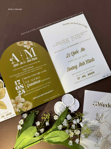 (RR-BC12-AK) Thiệp Cưới Giấy Ánh Kim Ruột Gập 3