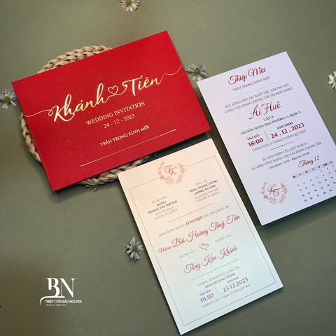 (RRC- BN02) Thiệp Cưới Giấy Ánh Kim