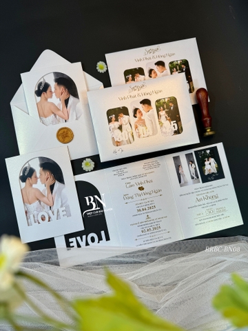 (RRH-BN008) Thiệp Cưới In Hình Giấy Ánh Kim