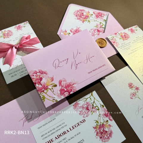 (RRK2-BN13) Thiệp Cưới KTS in 2 mặt giấy ánh kim