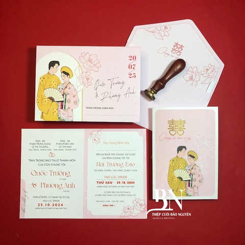 (T54) Thiệp Cưới Hiện Đại Ruột Gập Đôi