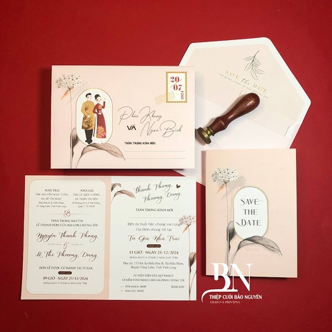 (T57) Thiệp Cưới Hiện Đại Ruột Gập Đôi