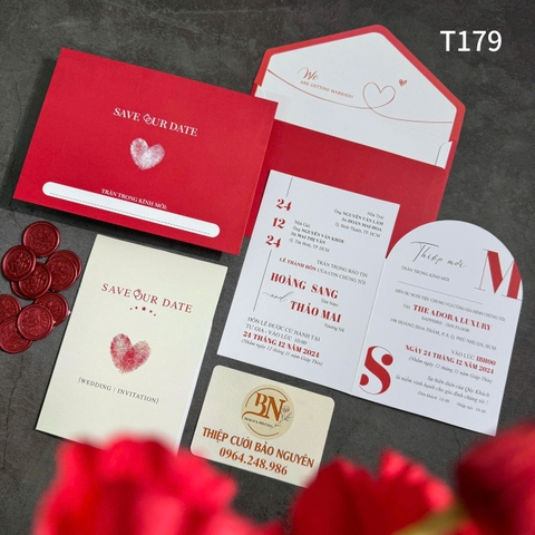 (T179) Thiệp cưới giá rẻ ruột gập đôi