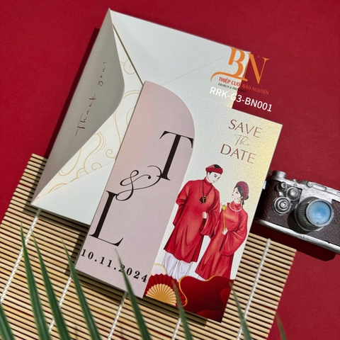 (RRBC-BN06) Thiệp Cưới KTS Ruột Gấp 3 Giấy Ánh Kim