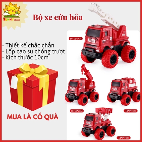 Xe Cứu Hỏa đồ chơi, đa dạng với 4 loại, chất liệu nhựa ABS, vận hành quán tính với lốp cao su ma sát tốt - Sunny Kids