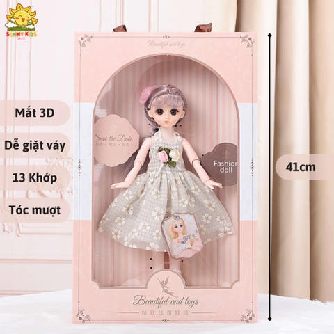 Hộp quà tặng Búp bê sang trọng cho Bé Gái - 41cm - Mắt 3D - 13 Khớp bi