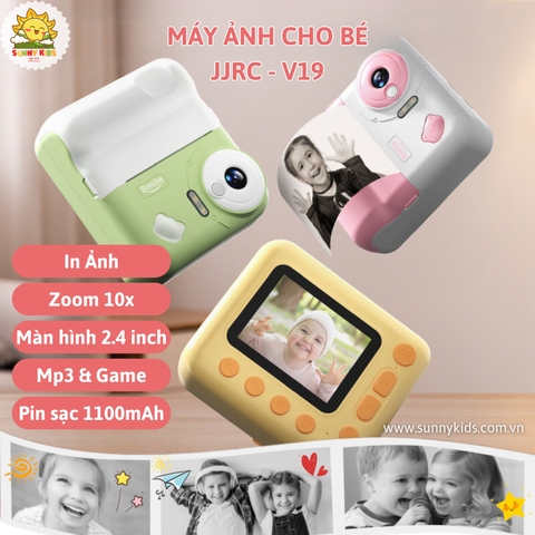 Máy ảnh trẻ em JJRC V19 | In hình lấy liền | Ống kính Zoom 10x, Quay Video 1080FHD, Màn hình 2.4inch