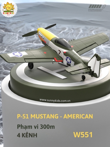Máy bay Điều khiển từ xa 4 Kênh | P-51 MUSTANG - W511 | Phạm vi 300m