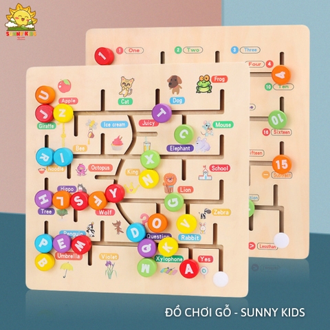 Bảng gỗ đồ chơi Montessori, đồ chơi thông minh giúp phát triển tư duy cho bé, vât liệu gỗ tự nhiên an toàn - Sunny Kids