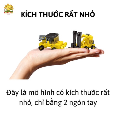 Đồ chơi lắp ráp mô hình xe Công Trường, 2 IN 1, chi tiết chắc chắn, đa dạng 16 mẫu xe mô hình đồ chơi - Sunny Kids