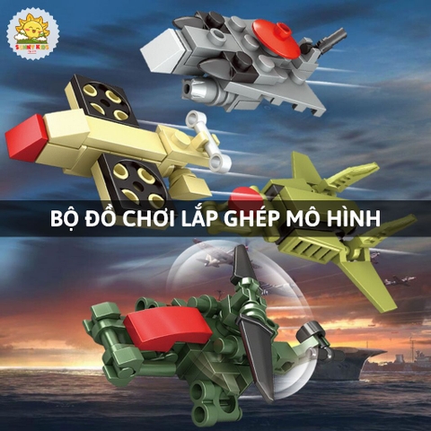 Đồ chơi lắp ráp mô hình xe Quân Sự, 2 IN 1, đồ chơi xe mô hình kích thước nhỏ, giúp bé thông minh, sáng tạo - Sunny Kids