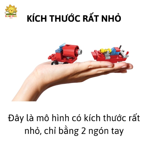 Đồ chơi lắp ráp mô hình xe Cứu Hỏa, 2 IN 1, nhựa ABS cao cấp, khối lắp ghép chắc chắn, bo tròn góc cạnh - Sunny Kids