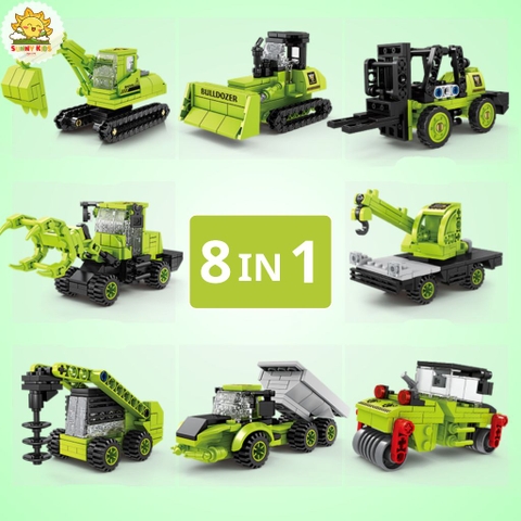 Bộ Đồ chơi lắp ráp Mô hình, 8 IN 1, kích thước lớn 42cm, 1065 hạt, nhựa ABS rất chắc chắn, đồ chơi sáng tạo - Sunny Kids