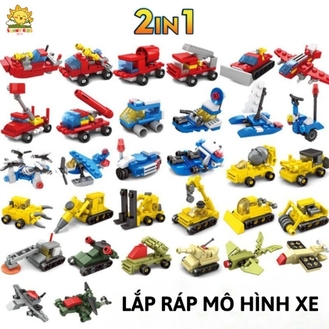 Đồ chơi lắp ghép hình khối 2 IN 1, kích thước nhỏ, chi tiết rất chắc chắn, đồ chơi lắp ráp mô hình sáng tạo - Sunny Kids