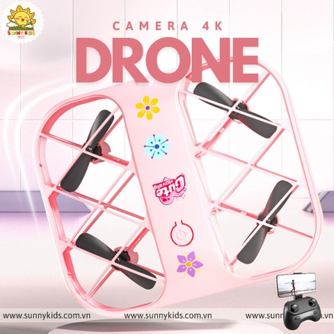 Drone Camera 4K - JJRC H107 | Màu Hồng cho Bé gái | Sticker dễ thương