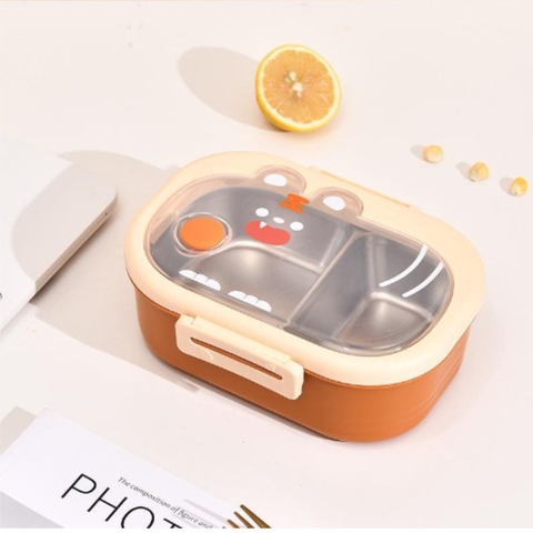 Hộp cơm cách nhiệt nắp trong suốt in hình động vật