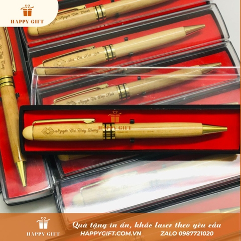 Bút gỗ xoáy khắc tên, nội dung theo yêu cầu, lên file thiết kế miễn phí  - Nhận khắc lazer theo yêu cầu giá cả hợp lý - Quà Tặng Giá Rẻ - Khắc lazer, in uv
