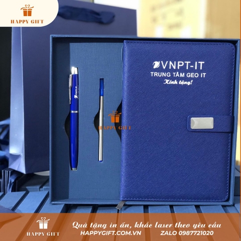 🎁 SET QUÀ SỔ + BÚT KÈM TÚI CÁC MÀU – NHẬN KHẮC TÊN/LOGO THEO YÊU CẦU