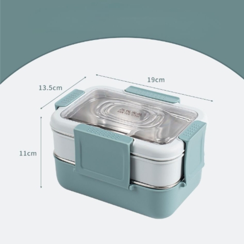 Hộp cơm giữ nhiệt 2 tầng phong cách Nhật Bản