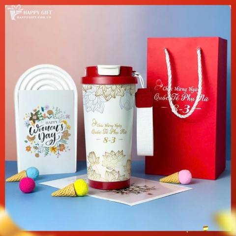 Ly giữ nhiệt coffee dung tích 530ml, thiết kế mới tối giản, tiện lợi có ống hút