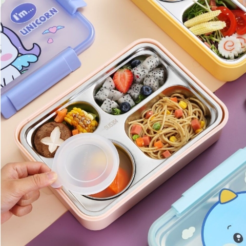 Khay cơm 4 ngăn in hình động vật 2538