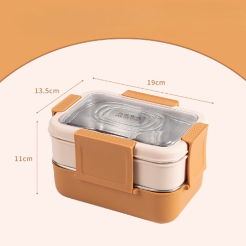 Hộp cơm giữ nhiệt 2 tầng phong cách Nhật Bản