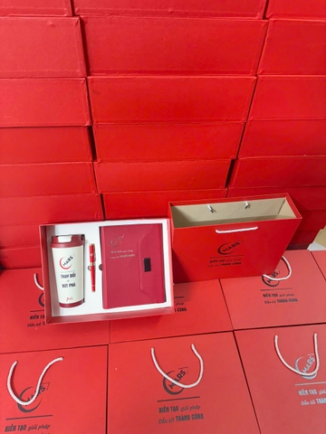 Bộ quà tặng gift set 3 món in thương hiệu riêng Mars - Set Quà Tặng Doanh Nghiệp Cao Cấp In Logo Theo Yêu Cầu – Bình Giữ Nhiệt, Sổ Tay, Bút Ký