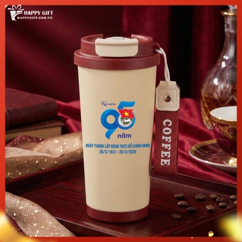 Ly giữ nhiệt coffee dung tích 530ml, thiết kế mới tối giản, tiện lợi có ống hút