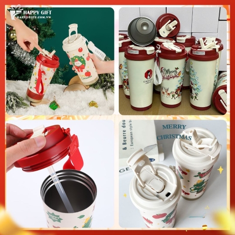 Ly giữ nhiệt coffee dung tích 530ml, thiết kế mới tối giản, tiện lợi có ống hút
