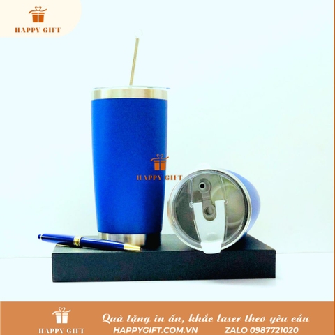 Cốc  giữ nhiệt nắp trong suốt 600ml, Cốc giữ nhiệt in khắc tên logo thương hiệu