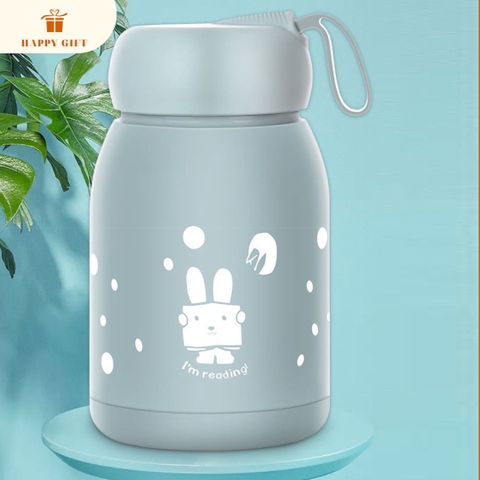Bình đựng nước giữ nhiệt lõi thuỷ tinh cách nhiệt hai lớp 330ml cầm tay dễ thương